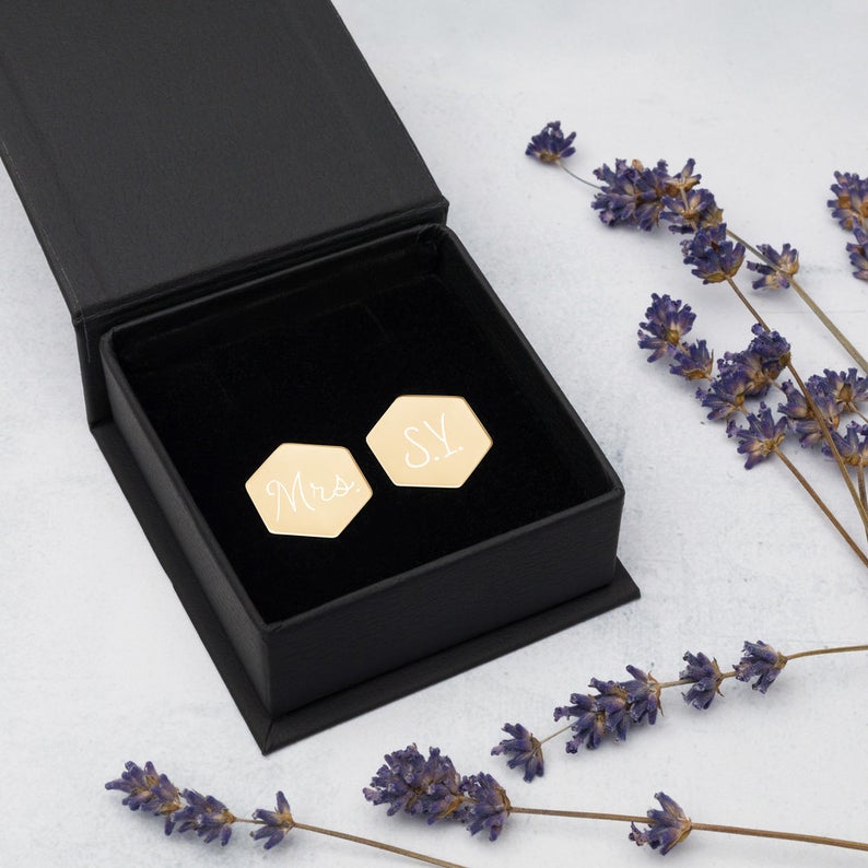 Mrs. Hexagon Earrings for Engagement Photo Shoot Accessories